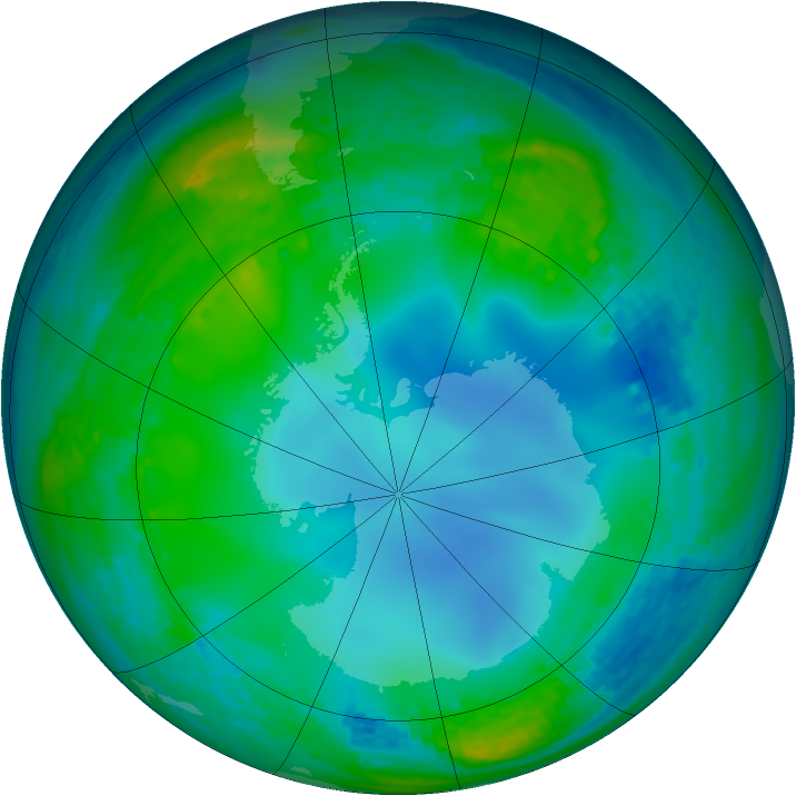 Antarctic ozone map for 04 June 2003